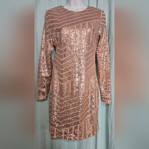 Charlotte Russe Peach Longsleeve Sequin Cocktail